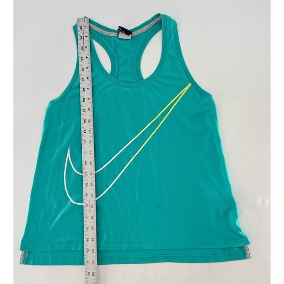 Nike Women’s Teal Racerback Swoosh Tank Top Stretch Sz‎ M Athleisure See Photos - Picture 3 of 7